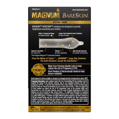 Trojan Magnum Bareskin Lubricated Latex Condoms - 10 Ct