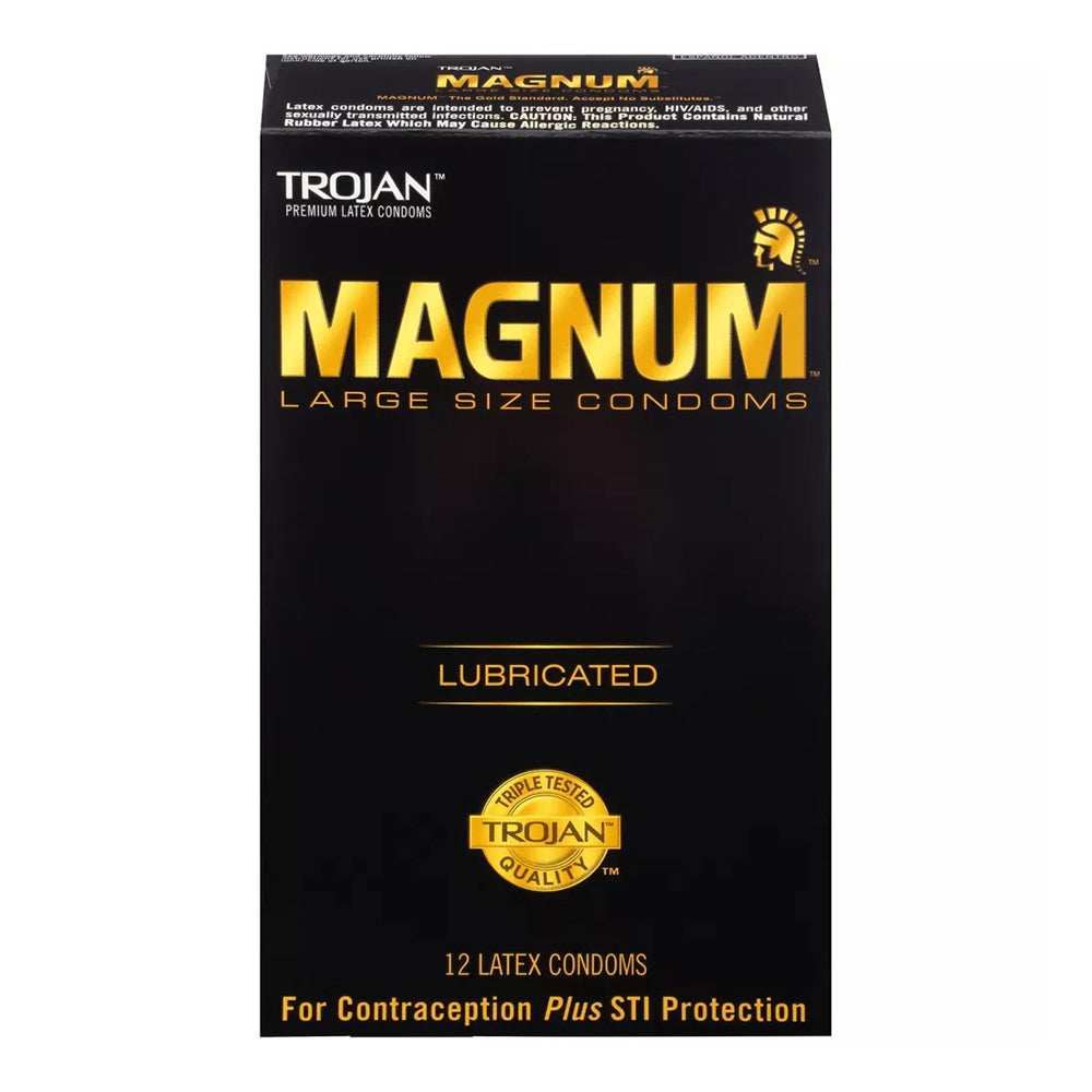 Trojan Magnum Large Size Lubricated Premium Latex Condoms 12 Each