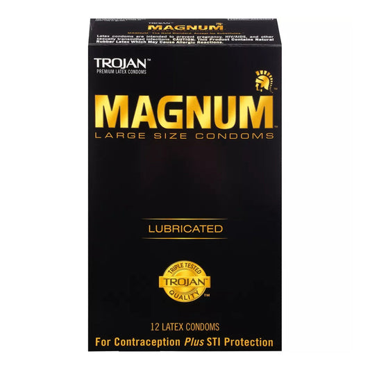 Trojan Magnum Large Size Lubricated Premium Latex Condoms 12 Each