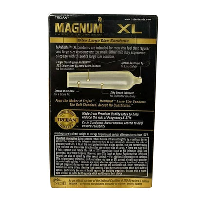 Trojan Magnum Xl Lubricated Premium Latex Condoms 12 Each