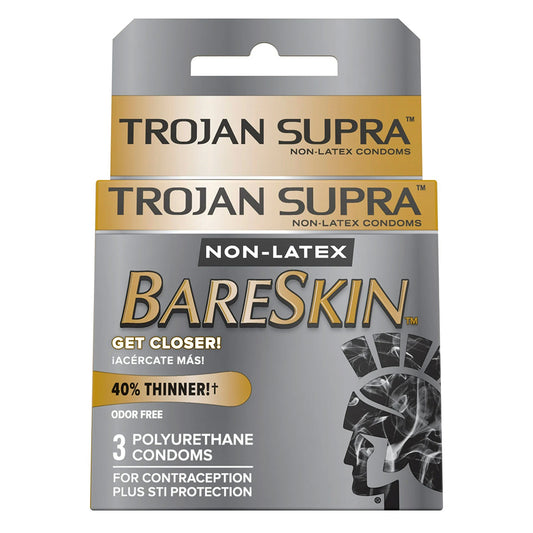 Trojan Supra Premium Non-Latex Condoms Polyurethane - 3 Ea