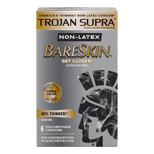 Trojan Supra Lubricated Premium Condoms, Microsheer Polyurethane, Ultra-Thin 6 Ea