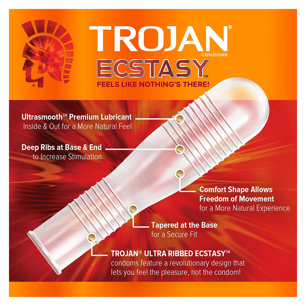 Trojan Double Ecstasy Lubricated Latex Condoms - 10 Ea