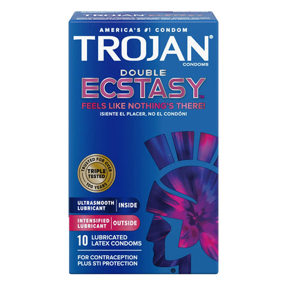 Trojan Double Ecstasy Lubricated Latex Condoms - 10 Ea