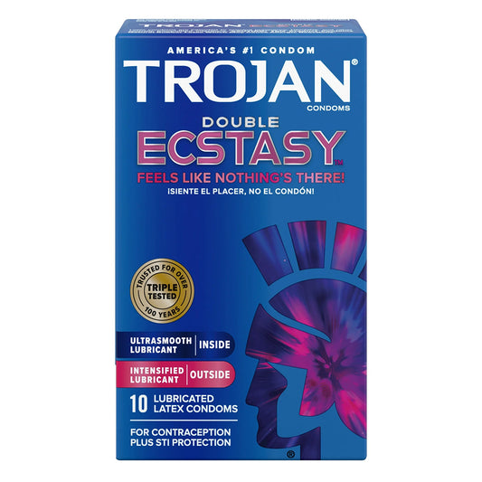Trojan Double Ecstasy Lubricated Latex Condoms - 10 Ea
