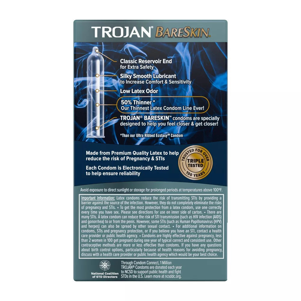 Trojan Bareskin Premium Latex Condoms - 10 Ea,