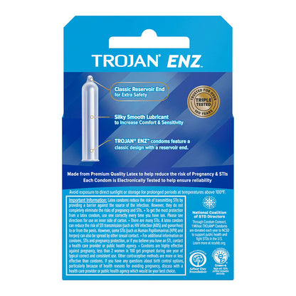 Trojan Enz Condoms Lubricated Latex 3 Each