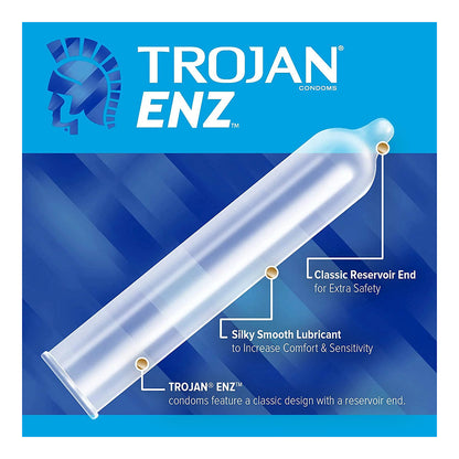 Trojan Enz Condoms Spermicidal Lubricant Latex 3 Each