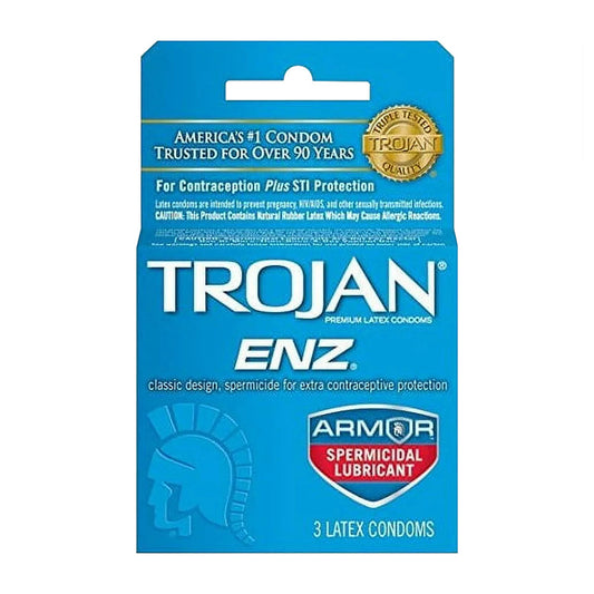 Trojan Enz Condoms Spermicidal Lubricant Latex 3 Each