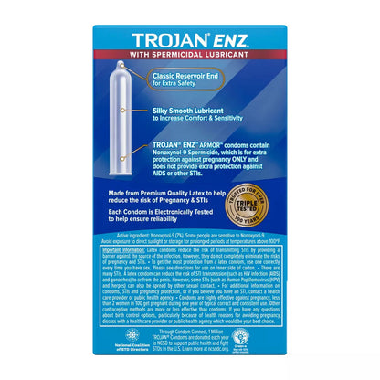 Trojan Enz Spermicidal Latex Condoms 12 Each