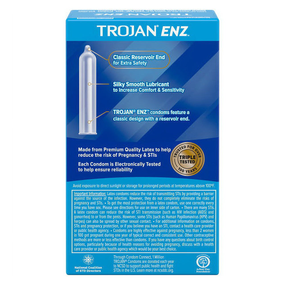 Trojan Enz Lubricated Latex Condoms 12 Each