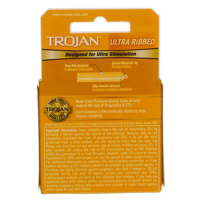 Trojan Ribbed Size 3S Trojan Ultra-Ribbed Lubricated Latex Condoms 3Ct
