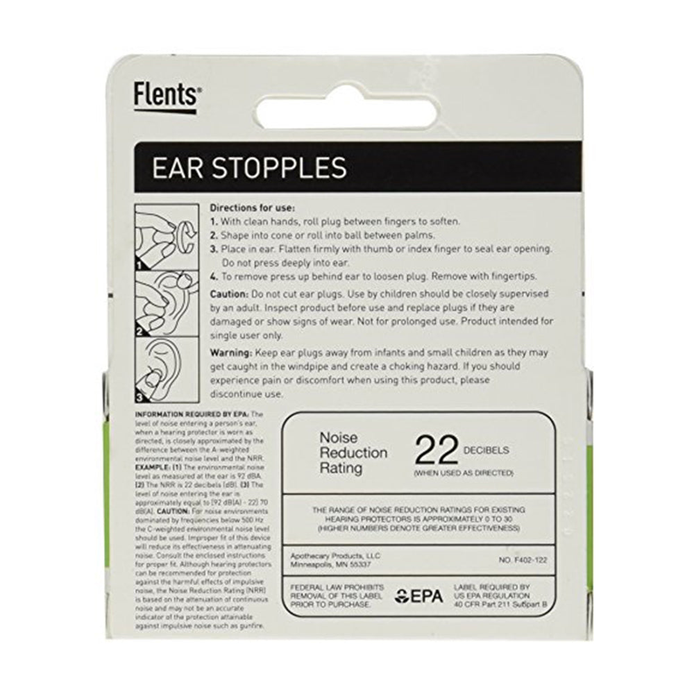 Flents Ear Stopples Wax-Cotton Ear Plugs 6 Pairs