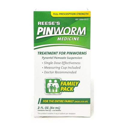 Reeses Pinworm Medicine Liquid For Entire Family, Full Prescription Strength, 2 Oz