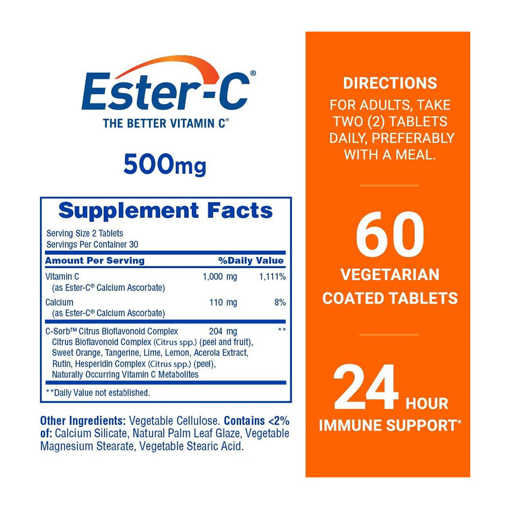Ester-C Vitamin C 500Mg Tablets - 60 Count