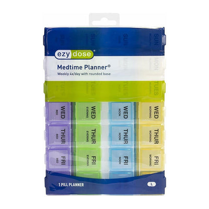 Ezy Dose Weekly (7-Day) Pill Organizer, 4 Times A Day, Large Compartments