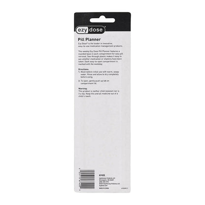 Ezy Dose Weekly (7-Day) Pill Organizer And Planner, Countoured Bottom For Easy Pill Removal - 1 Ea