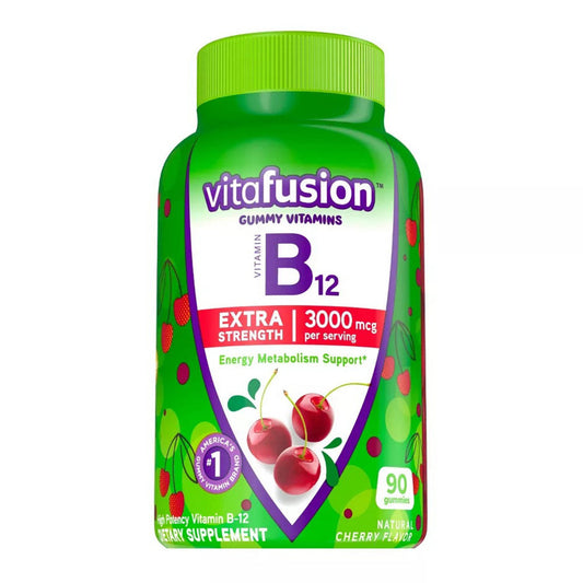 Vitafusion Extra Strength Vitamin B12 Gummy Vitamins, Cherry Flavored B12 Vitamins, 90 Count
