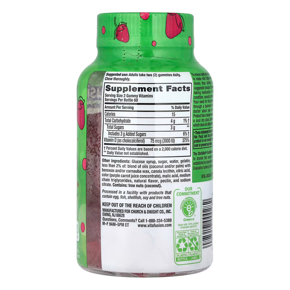 Vitafusion Extra Strength D3 Gummies, Natural Strawberry 120 Ea