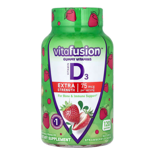 Vitafusion Extra Strength D3 Gummies, Natural Strawberry 120 Ea