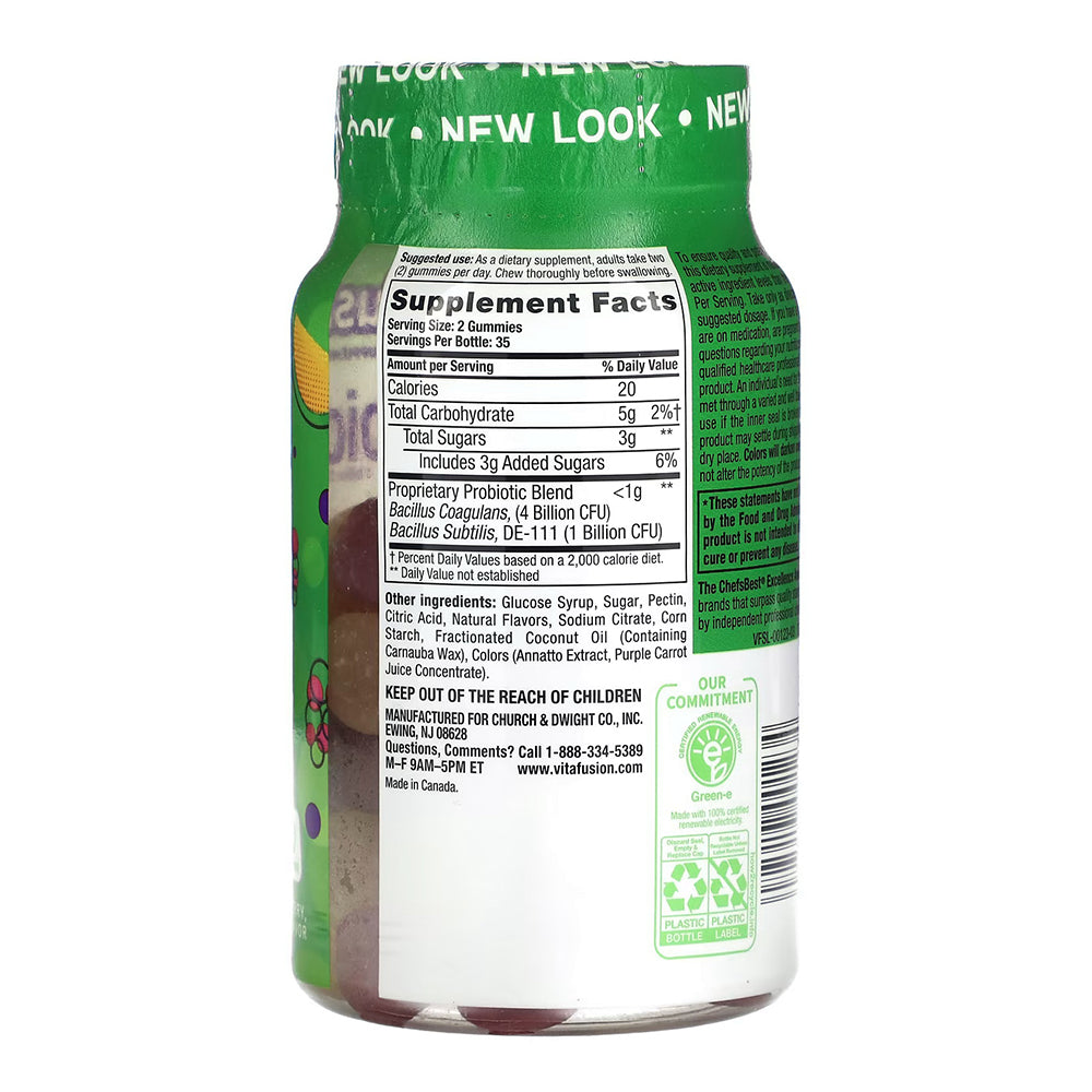 Vitafusion Probiotic Gummies - Raspberry, Peach, & Mango - 70Ct