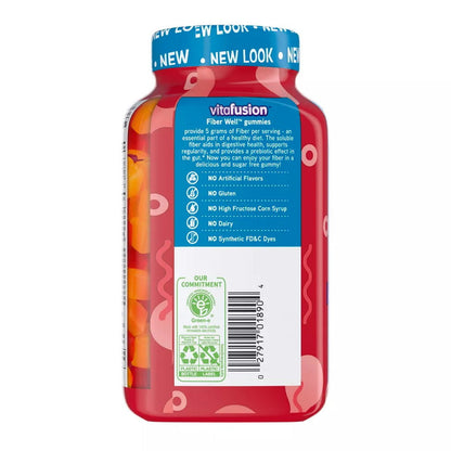 Vitafusion Fiber Well Gummies, Peach, Strawberry And Blackberry, 90 Ct