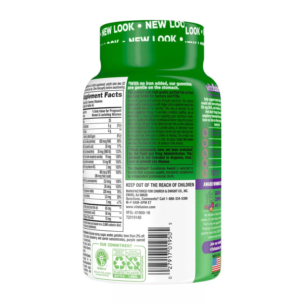 Vitafusion Prenatal Dietary Supplement, Lemon & Raspberry Lemonade Flavors 90 Ea