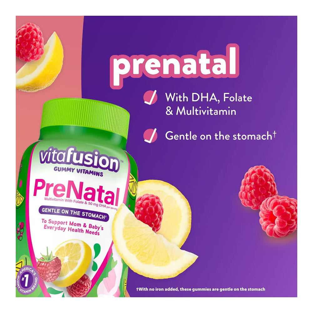 Vitafusion Prenatal Dietary Supplement, Lemon & Raspberry Lemonade Flavors 90 Ea