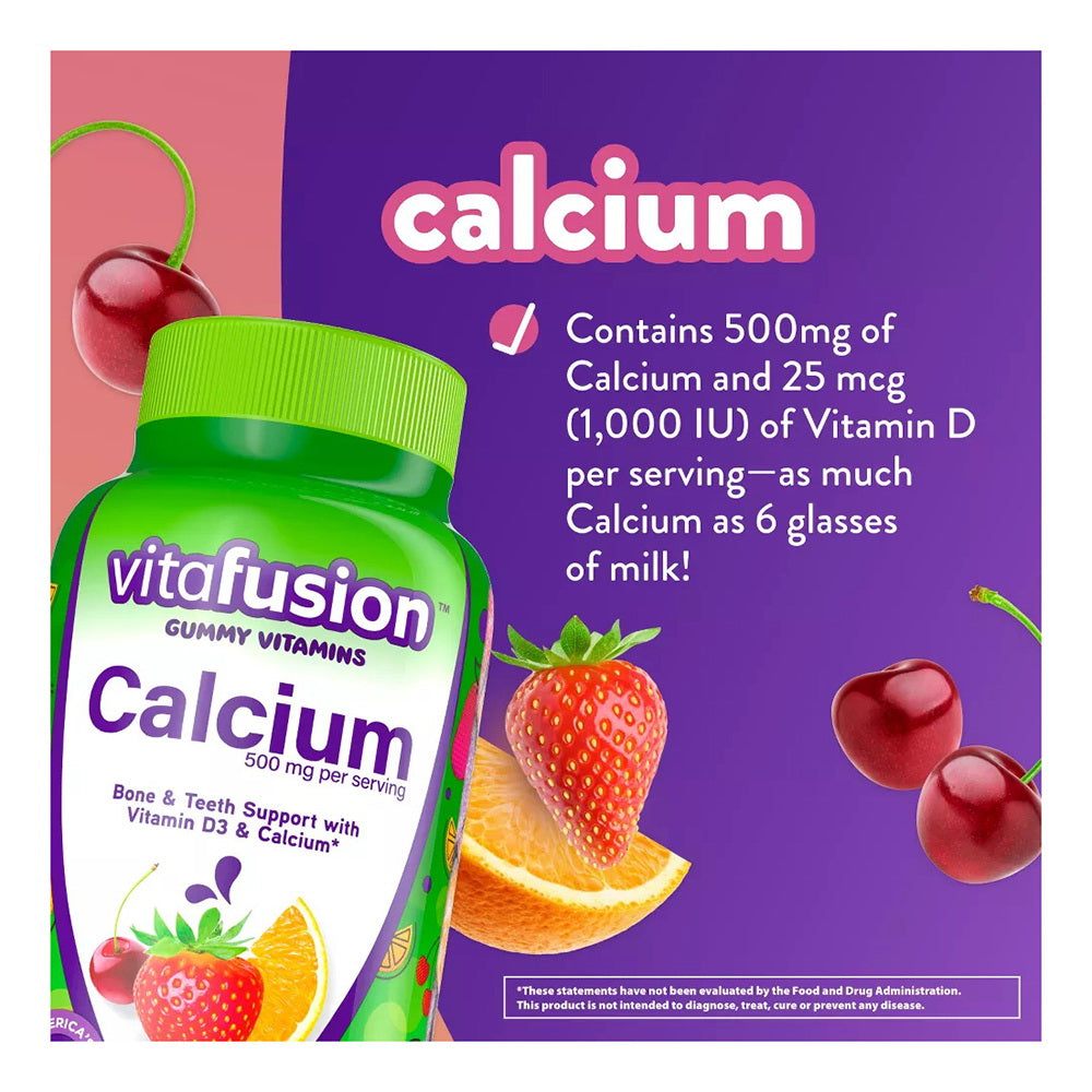 Vitafusion Calcium Gummy Vitamins, Fruit And Cream Flavored Chewable Calcium Vitamins, 100 Count
