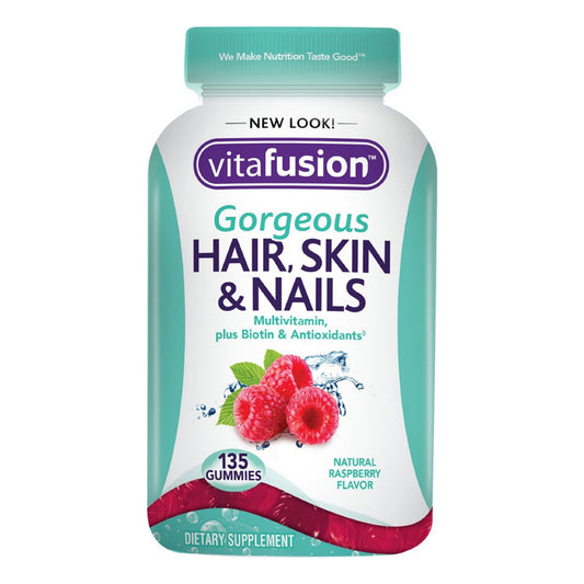 Vitafusion Gorgeous Hair, Skin & Nail Multivitamins Gummies, Natural Raspberry Flavor 135 Ea