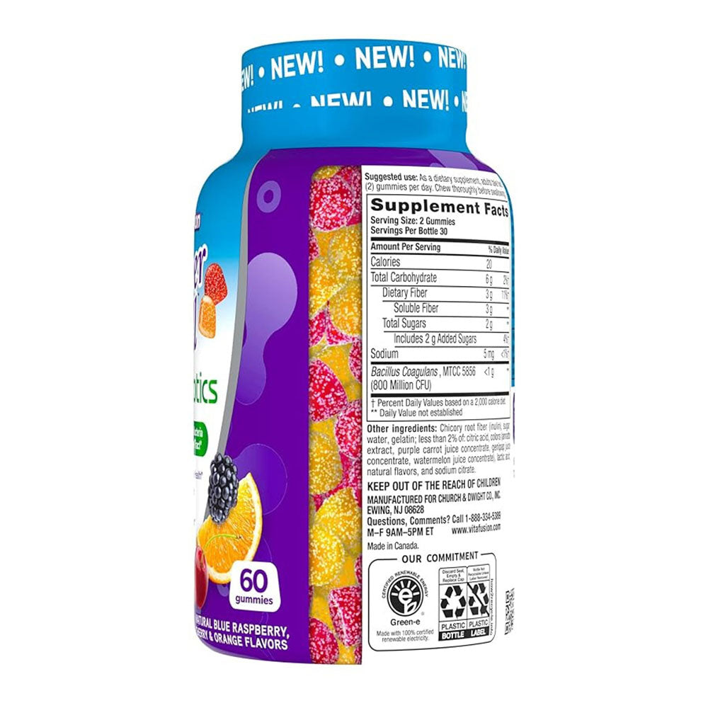 Vitafusion Fiber Well + Probiotics Gummies For Adults, 60 Count