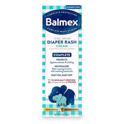 Balmex Complete Protection Baby Diaper Rash Cream With Zinc Oxide + Soothing Botanicals, 2 Ounce