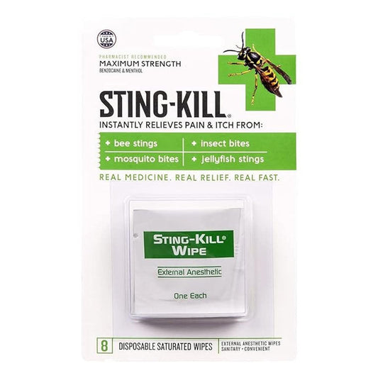 Sting Kill Anesthetic Disposable Wipes for Bites and Stings - 8 ct