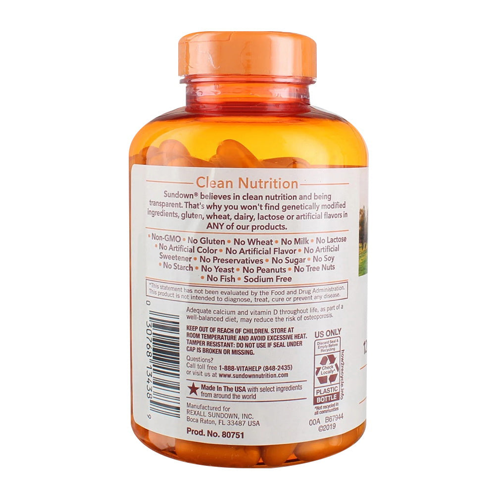 Sundown Calcium Plus D3, 1200 Mg, Liquid-Filled, 170 Softgels