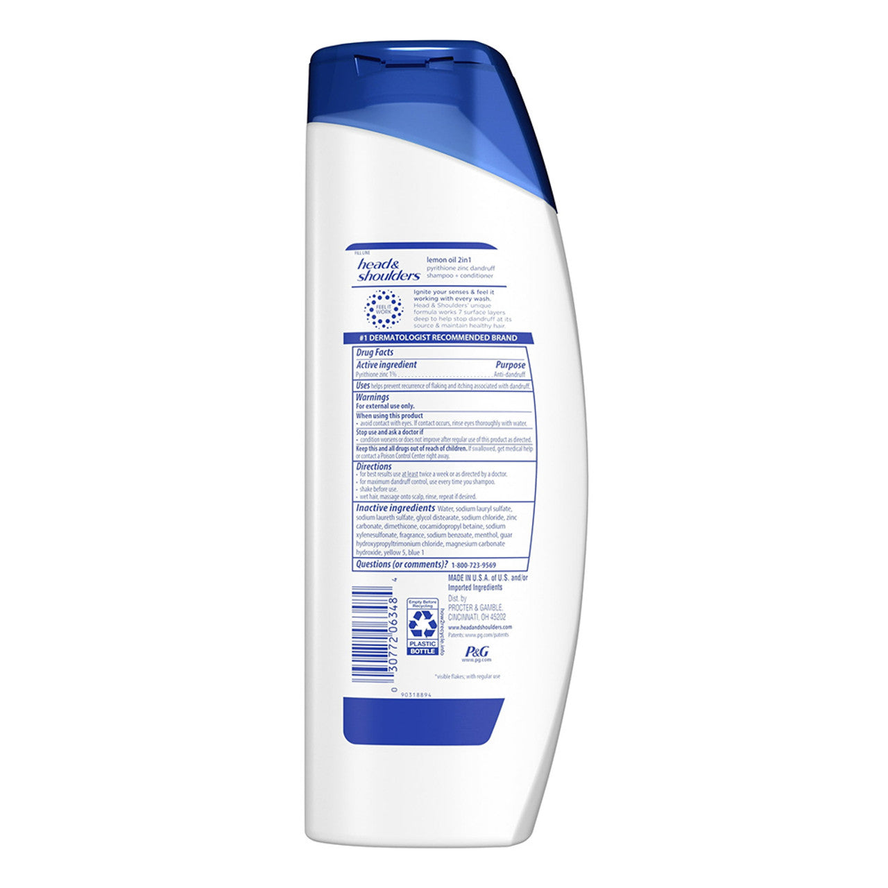 Head and Shoulders 2 in 1 Dandruff Shampoo and Conditioner with Lemon Essential Oil, 12.5 Oz