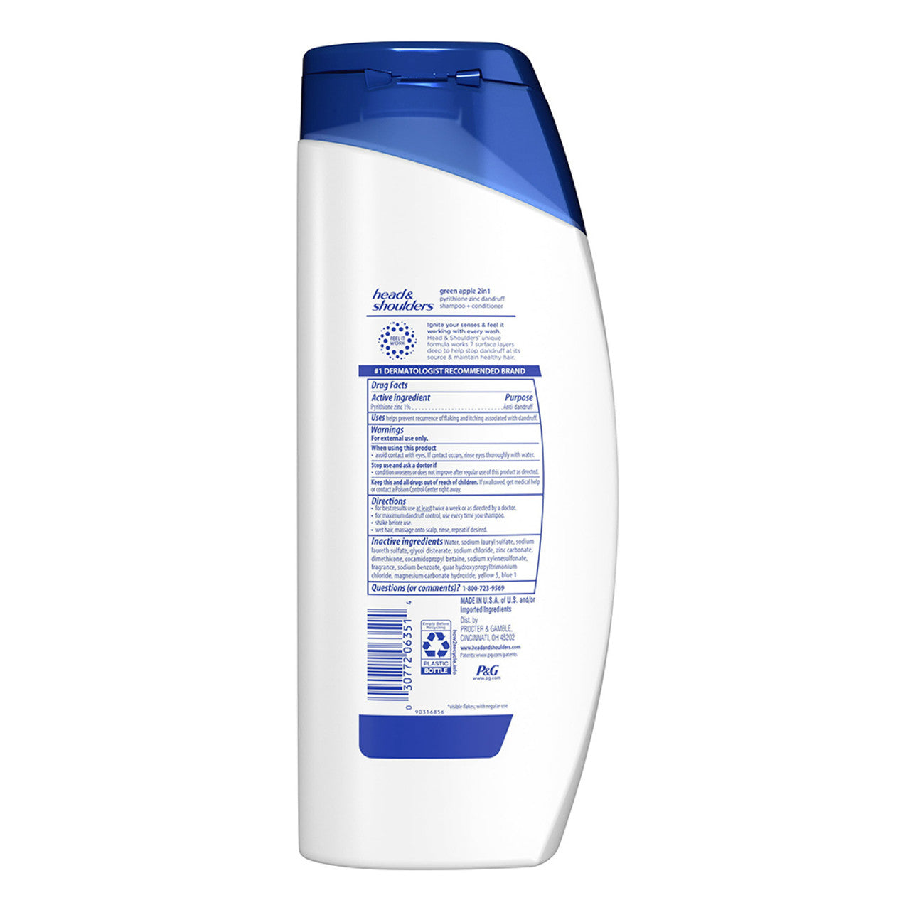 Head and Shoulders 2 in 1 Dandruff Shampoo and Conditioner, Green Apple, 20.7 Oz