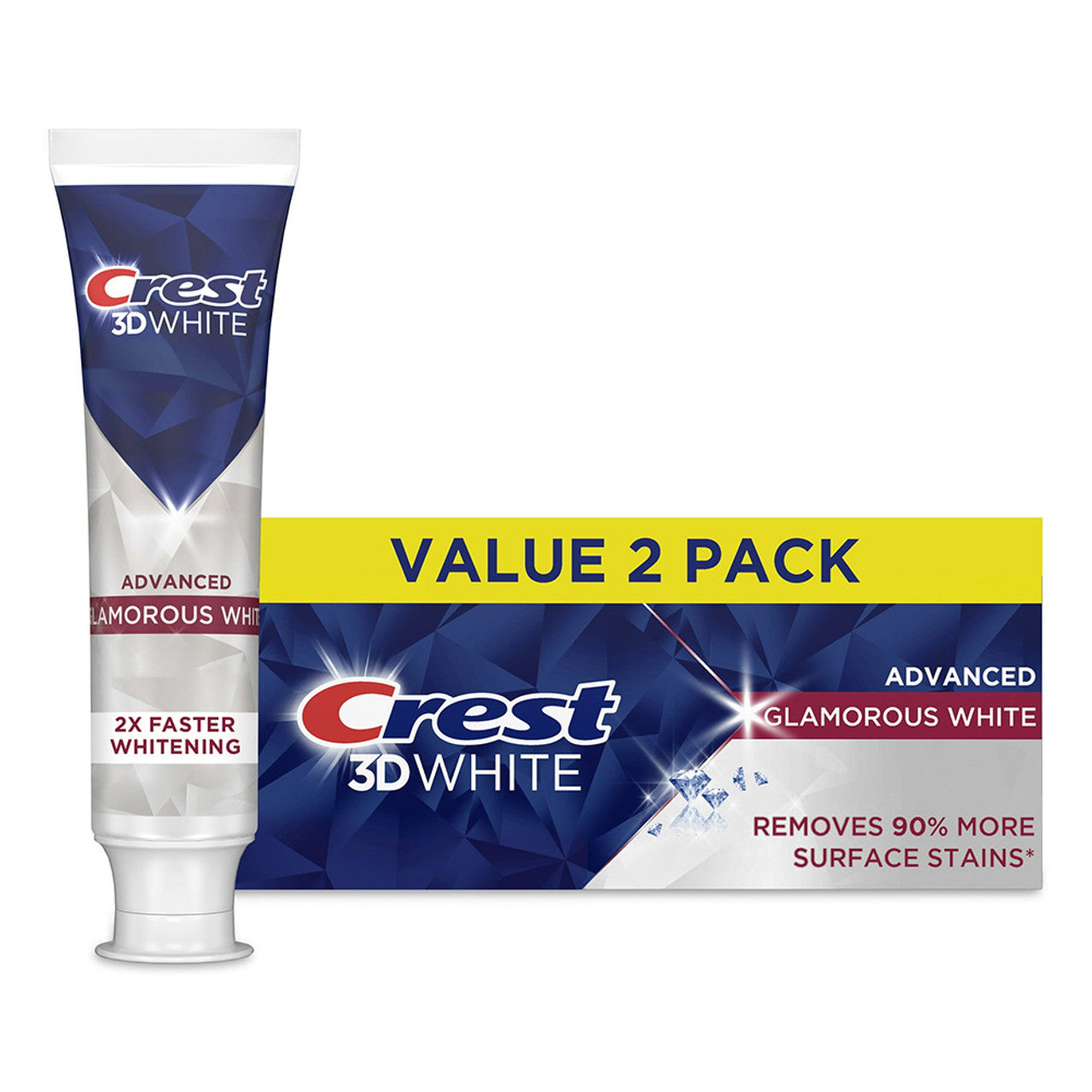 Crest 3D White Advanced Glam White Whitening Toothpaste, 3.3 Oz, 2 Pack