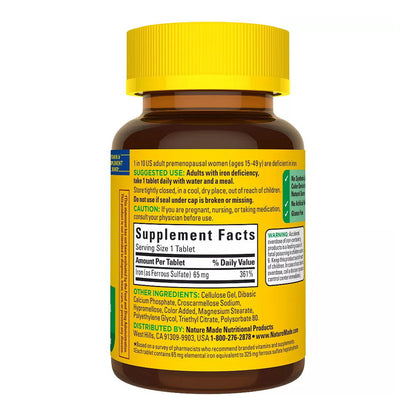 Nature Made Iron 65 Mg Tablets - 180 Tablets
