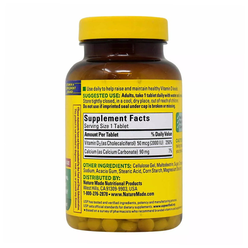 Nature Made Vitamin D3 50 Mcg 220 Iu Immune Health CareSupplement - 220 Tablets