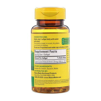 Nature Made Vitamin D3 Liquid Softgels 100 Ea