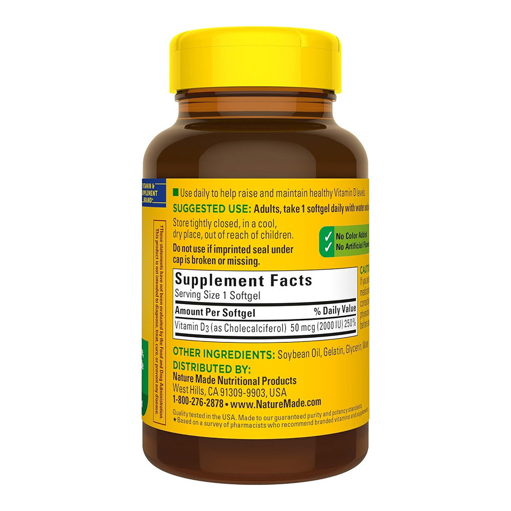 Nature Made Vitamin D3 2,000 I.U. Liquid Softgels 250 Ea