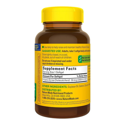 Nature Made Vitamin D3 2,000 I.U. Liquid Softgels 250 Ea