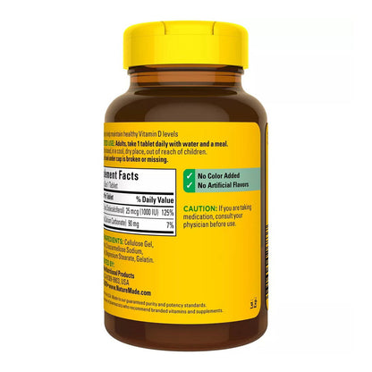 Nature Made Vitamin D3 1000 Iu (25 Mcg) Tablets - 300 Count