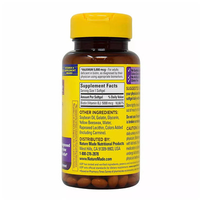Nature Made Biotin 5000 Mcg Liquid Softgels 50 Ea