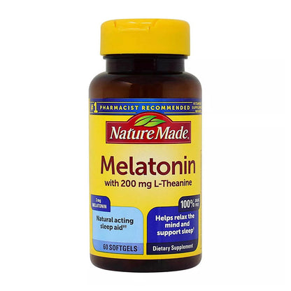 Nature Made Melatonin + L-Theanine 200Mg, Softgels 60 Caplets