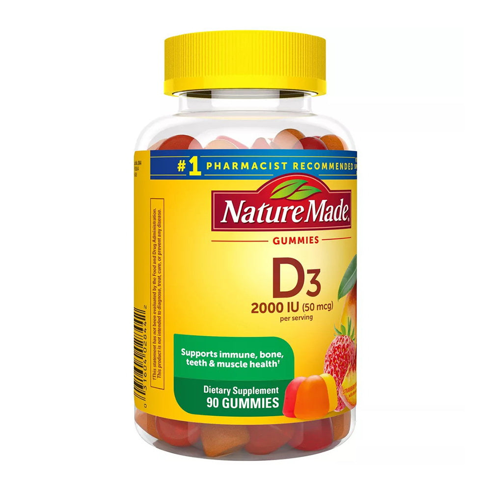 Nature Made Vitamin D3 Adult Gummies, Strawberry, Peach & Mango 90 Ea