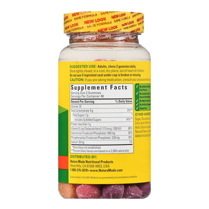 Nature Made Calcium Adult Gummies, Cherry, Orange & Strawberry 80 Ea