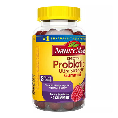 Nature Made Ultra Strength Probiotic Gummies, Raspberry & Cherry, 42 Ea