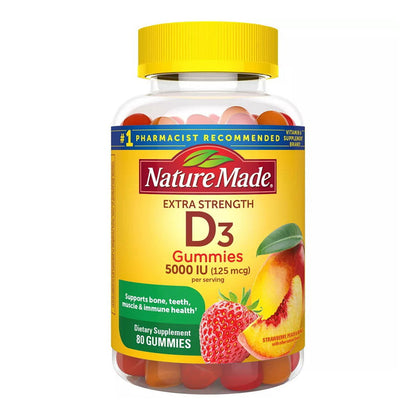 Nature Made Extra Strength Vitamin D3 5000 Iu (125 Mcg) Gummies, 80 Count