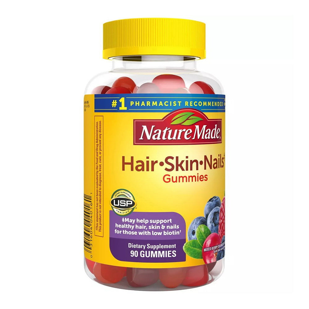 Nature Made Hair, Skin, Nails Adult Gummies, Mixed Berry, Cranberry & Blueberry 90 Ea